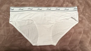Panty Hiphugger Victoria's Secret ROSA Logo Blanco Sólido ~ GRANDE ~ ¡NUEVO CON ETIQUETAS! - Imagen 1 de 6