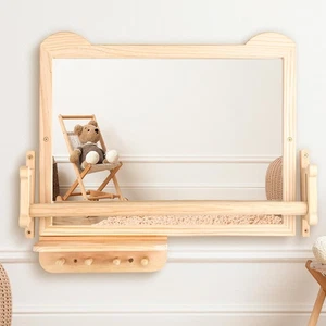 Montessori Spiegel mit Stange | Naturholz Baby Klimmzugstange 24 Zoll B x 36 Zoll - Bild 1 von 8