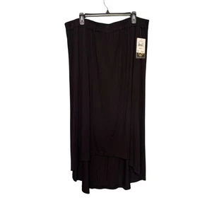 Jane Ashley schwarzer High-Low Maxirock elastische Taille Viskose Stoff Damen 3X - Bild 1 von 7