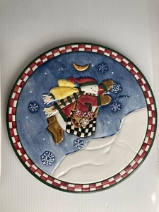 Sakura Debbie Mumm Christmas Snow Angel Village Hand Painted Earthenware Trivet - Picture 1 of 5