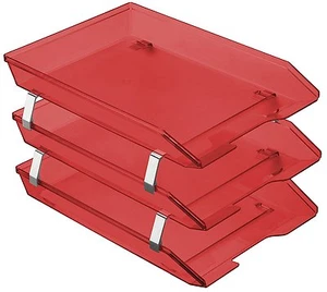 Acrimet Facility 3 Tiers Triple Letter Tray Frontal (Clear Red Color) - Picture 1 of 5