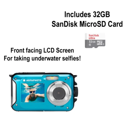 AgfaPhoto Realishot WP8000 24 MP 3 m blu fotocamera digitale impermeabile + scheda microSD