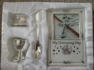Brand New My Christening Day Photo Frame , Teaspoon, Arm Bracelet and Egg Cup - Picture 1 of 6