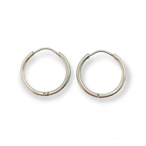 12 mm Silber Reifen kleine dünne klappbare Ohrringe rostbeständig Edelstahl - Bild 1 von 16