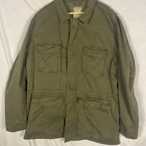 Y2K Gap Jacket Men XL/TG Army Green Military Fatigue Pockets Utility Cargo - Picture 1 of 12