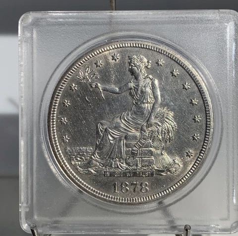1878 Seated Liberty Trade Dollar $1 - Gem Uncirculated Rare Date Coin! Cover