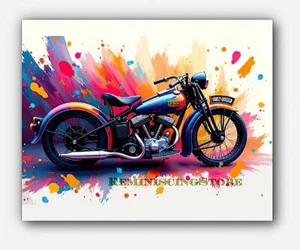Vintage Motorcycle Harley-Davidson Picture Art splashes of paint #5 Reprint - Picture 1 of 3