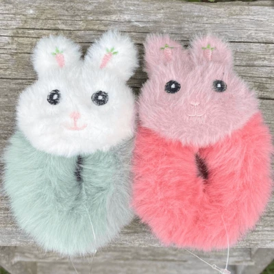 New NWOT Lot of Two (2) Easter Bunny Scrunchies Ponytail Holders Spring OS - Image 1 of 3