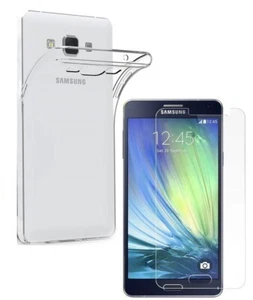 For SAMSUNG GALAXY A5 2015 TEMPERED GLASS SCREEN PROTECTOR + CLEAR TPU GEL CASE - Picture 1 of 12