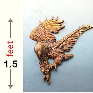 18" Large Wooden Eagle Statue Hand Carved Sculpture Figurine Art Home Decor Gift - Picture 1 of 3