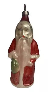 Christmas Santa Long Beard Blown Glass Ornament Germany Antique Rare Green Bag - Picture 1 of 10