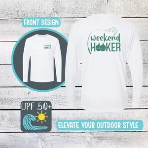Weekend Hooker Fishing UPF 50 Long Sleeve Outdoor Sunshirt Quick Dry Lightweight - Picture 1 of 14