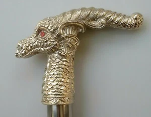 Thanksgiving Dragon handle  silver  finish for walking stick top topper vintage. - Picture 1 of 2