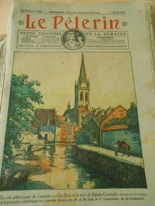 Louvain La Dule et la tour de Sainte Gertrude Print 1927 - Bild 1 von 1