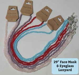 Brillen Schlüsselband Halskette Glitzer Perlen Gesichtsmaske Halter Erwachsene Kind 29" Neu in Verpackung - Bild 1 von 15