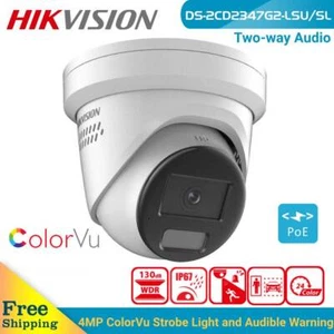 Hikvision DS-2CD2347G2-LSU/SL 4MP Strobe Light ColorVu IR IP PoE Camera 4MM - Picture 1 of 17