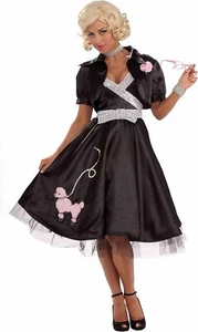 Poodle Diva 50's Retro Black Sock Hop Fancy Dress Up Halloween Adult Costume - Picture 1 of 6