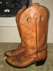 Justin Men's Brown Leather Cowboy Western Boots Sz 8.5 M FREE SHIPPING - Picture 1 of 7