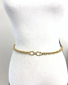 Jones NY Women's Chain Belt Small-Medium Gold VTG Logo Metal Equestrian Ladies - Picture 1 of 13