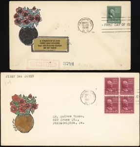 U.S., 1938. First Day Covers Hand Painted Cachets, Prexies 804//829 (13) - Picture 1 of 1