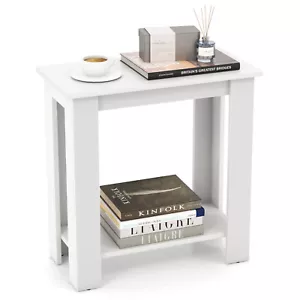 2-Tier End Table Modern Sofa Bedside Table Compact Nightstand with Storage Shelf - Picture 1 of 10