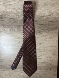 Yves Saint Laurent Designer Luxury 100% Silk Neck Tie Brown YSL Pattern - Picture 1 of 6