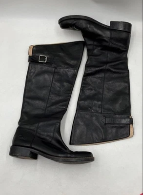 Botas de Equitação Coach Feminina Joele Q496 Couro Preto Biqueira Redonda Tamanho 9,5 B - Imagem 1 de 4