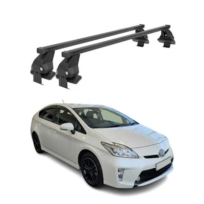 Barras transversales de techo lisas portaequipajes para Toyota Prius 2010-2015 negro 2x Foto 1 de 4