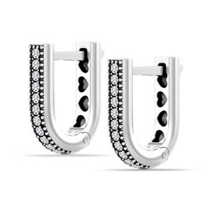 Pendientes de aro Huggie en forma de circonita cúbica de plata esterlina... - Imagen 1 de 6