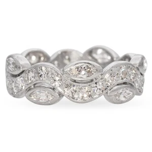 Platinum and Diamond Alternating Flow Eternity Band - Picture 1 of 6