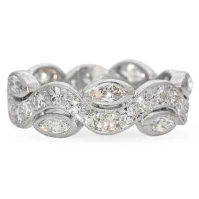 Platinum and Diamond Alternating Flow Eternity Band - Image 1 of 4