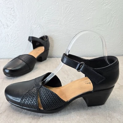 Zapatos de tacón Mary Jane de cuero negro cómodos carrera clásicos retro victorianos Foto 1 de 4