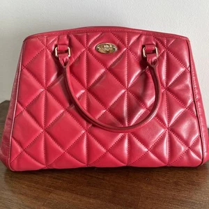 Coach Leather Quilted Madison Carryall Satchel Handbag F36679 Classic Red - Picture 1 of 4