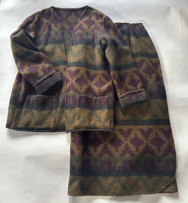 Falda midi estilo manta Gabriella Navajo 1980 vintage con chaqueta talla mediana 8-10 Foto 1 de 4