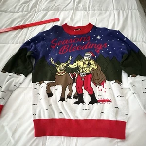 Liquid Death Seasons Bleedings Christmas Sweater Size Large Limited Ed RARE Ugly - Bild 1 von 5