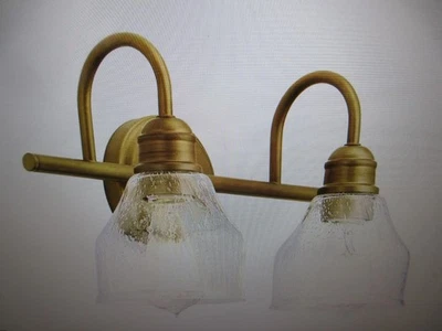 Kichler Avery 14,5 дюйма 2-светлый винтажный светильник для туалетного столика из натуральной латуни - Изображение 1 из 4