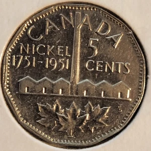 1951 COMMEMORATIVE NICKEL 5 CENTS COIN GEORGE VI - Picture 1 of 6