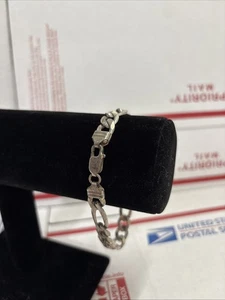 OTC 9" Mens Italian Solid Figaro Link Chain Bracelet 925 Sterling Silver 25 gram - Picture 1 of 6