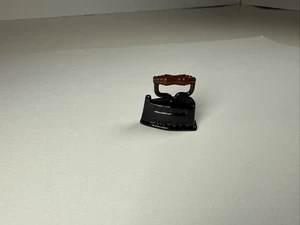 Vintage Doll House Miniature METAL CLOTHES IRON 1:12 Scale Black W/ Brown Handle - Picture 1 of 9