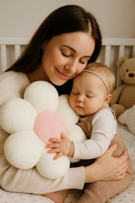 Cojín de felpa almohada de flores suaves - Linda almohada de margarita para decoración de habitaciones de niños Foto 1 de 4
