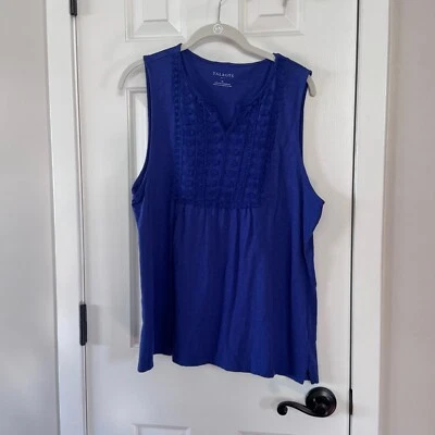 Camiseta Regata Talbots Feminina Azul Escuro Renda Sem Mangas Tamanho XL Extra Grande - Imagem 1 de 4