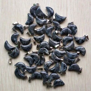 Wholesale 50pcs Natural Stone ShimmerStone Moon Shape Pendants Bead 22X14X5mm - Picture 1 of 2