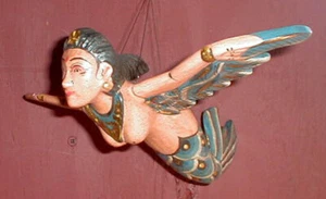 Dewi Sri Rice Goddess Flying Hanging Mermaid Lady small 8" Blue antik - Picture 1 of 3