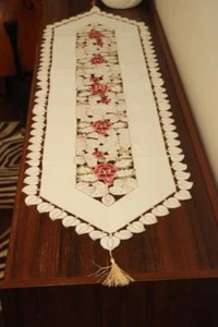 Quality embroider dinning table dressing table piano furniture Runner Beige - Foto 1 di 4