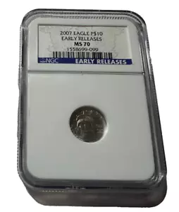2007 PLATIN $ 10 ADLER 1/10 OZ MS70 NGC FRÜHE FREIGABE MÜNZE - Bild 1 von 4