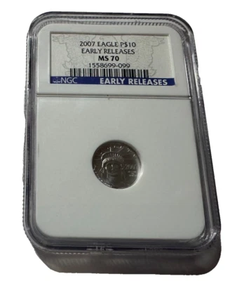 2007 PLATINUM $10 EAGLE 1/10 OZ MS70 NGC EARLY RELEASE COIN - Image 1 of 4