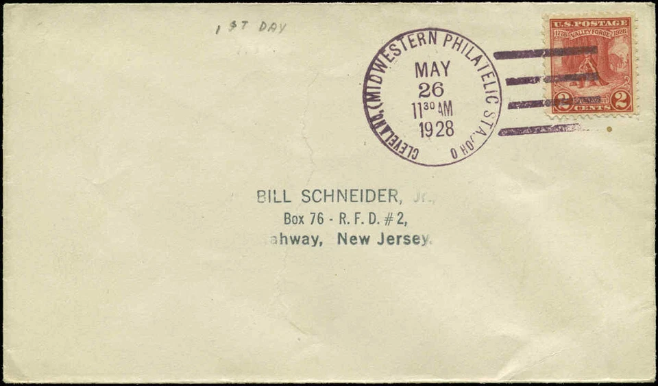 US FDC #645 First Day Cover Cleveland Show Cancel, OH George Washington  - Image 1 of 1