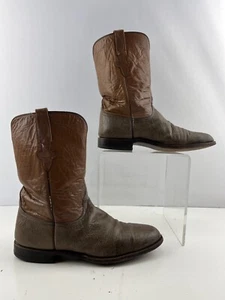Herren Lucchese USA Braun Glatt Strauß Runde Spitze Roper Westernstiefel Größe 10 D - Bild 1 von 7