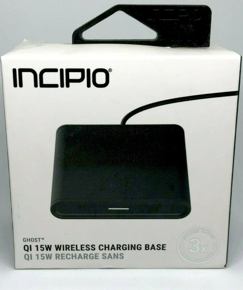 NEW Incipio Ghost QI 15W Wireless Black Charging Pad/Base PW-309 rapid charge - Image 1 of 2