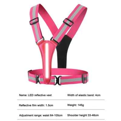 LED Running Vest USB Rechargeable Reflective Glowing Straps High Visibility - Image 1 of 4